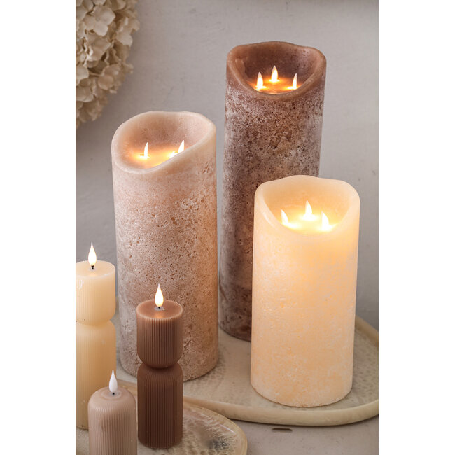 PTMD Led Light candle New Rustic ivory movable flame L