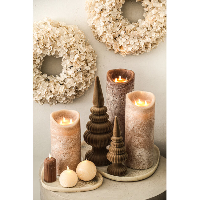 PTMD Led Light candle New Rustic ivory movable flame L