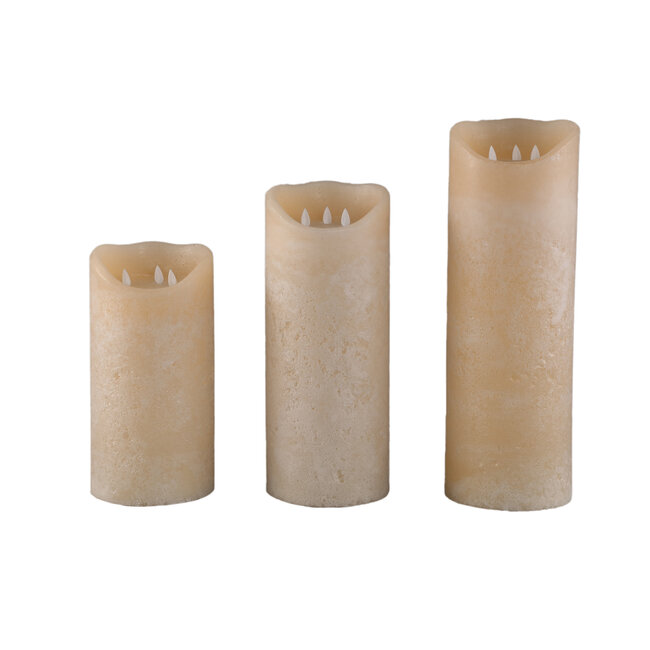 PTMD Led Light candle New Rustic ivory movable flame L