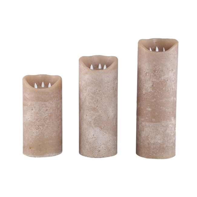PTMD Led Light candle New Rustic beige movable flame L