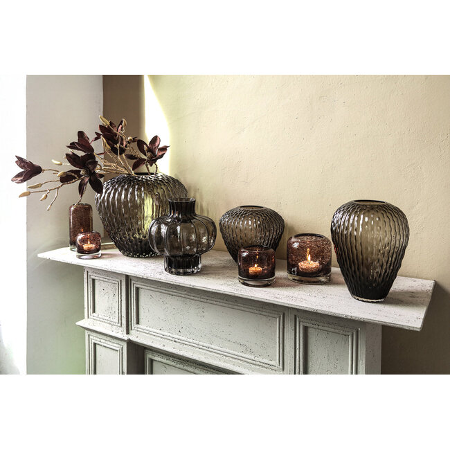 PTMD Jalenn Dark Brown heavy bubble glass tealight M