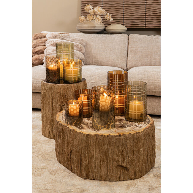 PTMD Bridgid Brown ombre round glass stormlight dotted L