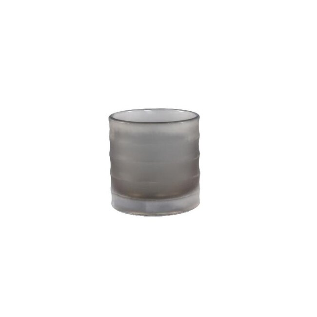 PTMD Aldan Grey round glass handcut striped tealight