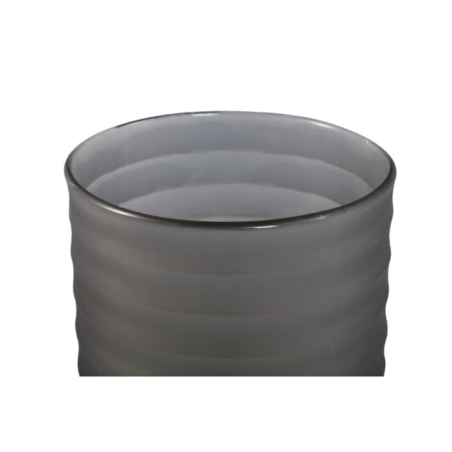 PTMD Aldan Grey round glass handcut striped tealight