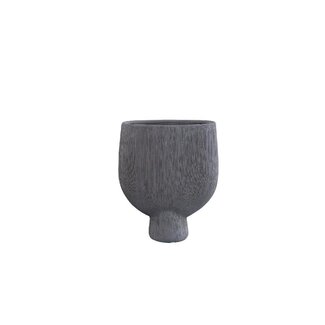 PTMD Tywin Dark Grey ceramic oval pot on foot fine lines S