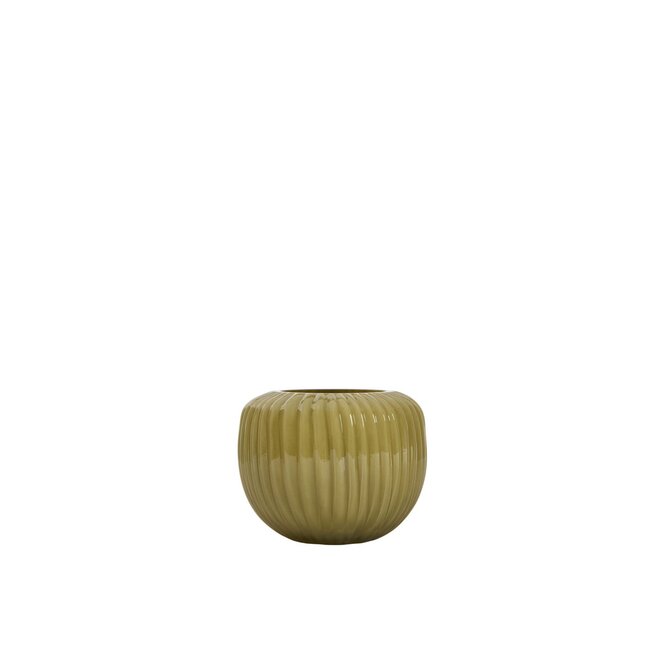 Light & Living Theelicht Ø11x9 cm OPALINE glas olijf groen