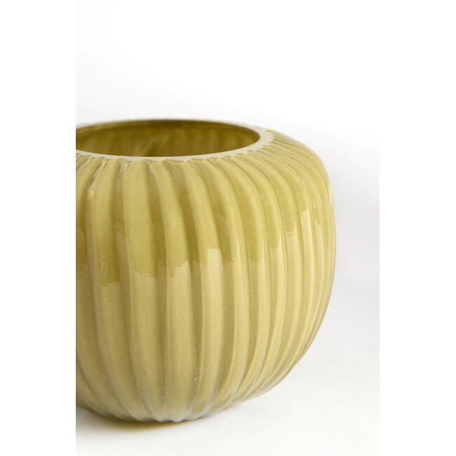 Light & Living Theelicht Ø11x9 cm OPALINE glas olijf groen