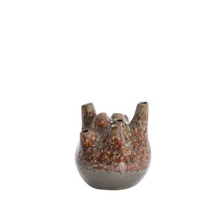 Light & Living Vaas deco Ø16x18 cm COSENZA keramiek bruin+brons