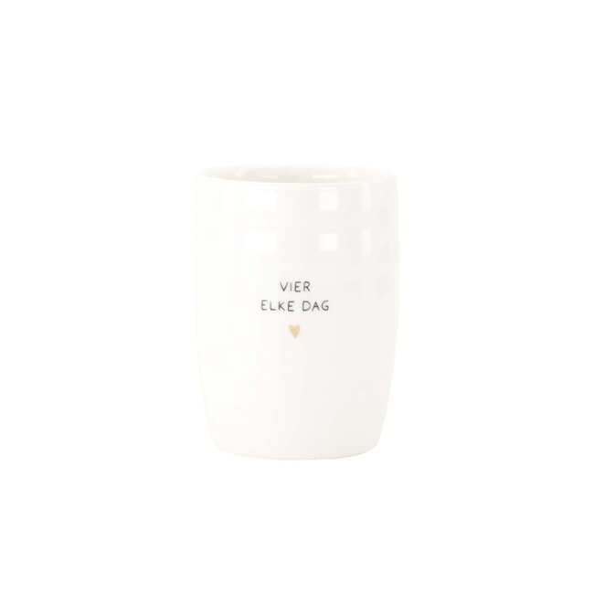 Zusss Koffiemok Vier elke dag wit/zwart/goud