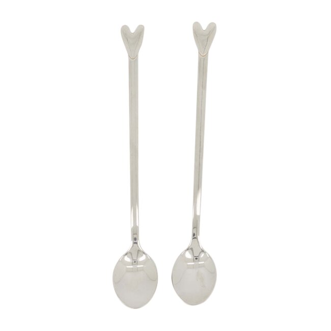 Zusss Set van 2 lange lepels hartje zilver