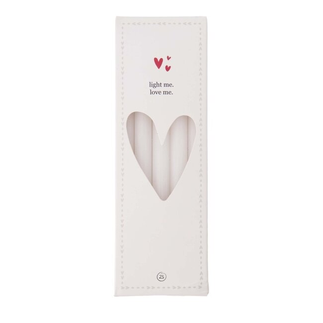 Zusss Doosje met 10 smalle kaarsjes 17cm off white
