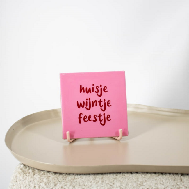 Tegeltje huisje wijntje feestje