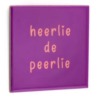 Tegeltje Heerlie de Peerlie Roze 10x10 cm Tegeltje Heerlie de Peerlie Roze 10x10 cm