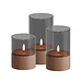 Deluxe Homeart Wood LED Candle in Glass Ø7,5, 3 pcs.