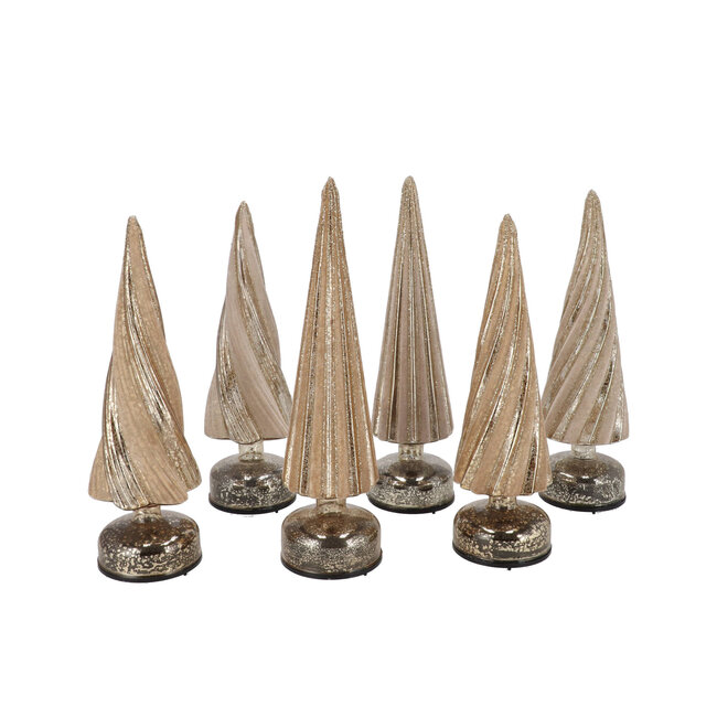 Draaiende Glazen Kerstboom Sand 9x33cm met LED Twinkle Swirl