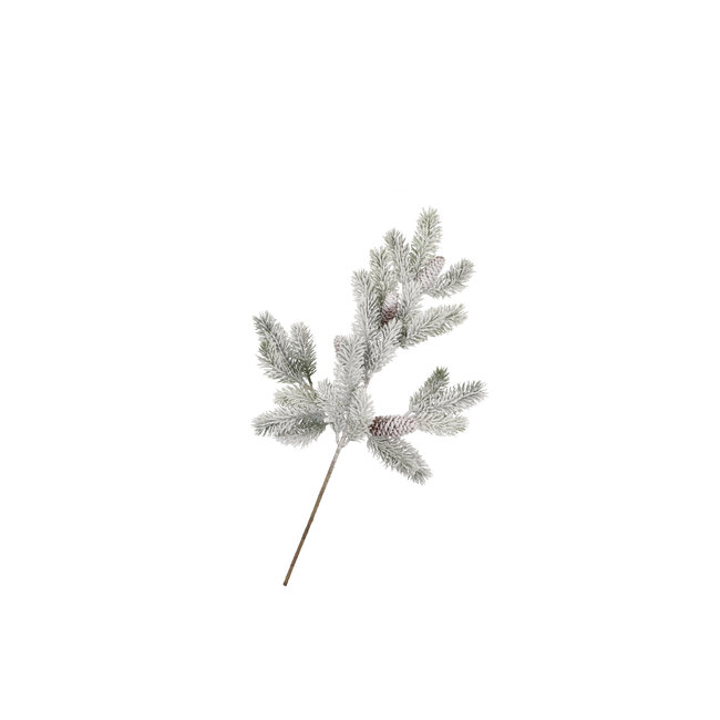 Silk Pine with Cone and snow 64 cm