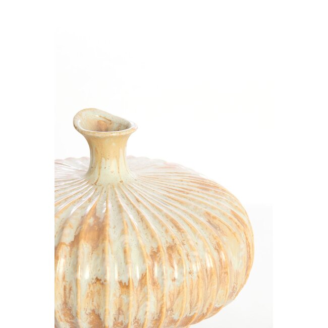 Light & Living Vaas deco 23x22,5x18 cm NEVANO crème+oranje-bruin