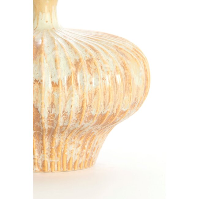 Light & Living Vaas deco 23x22,5x18 cm NEVANO crème+oranje-bruin