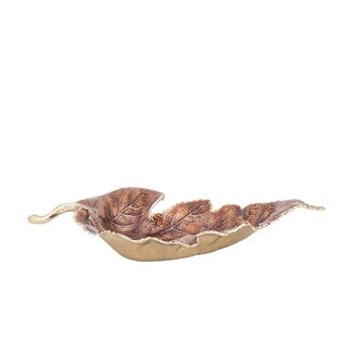 PTMD Plumie Brons Aluminium Schaal Esdoornblad – L – 44 cm