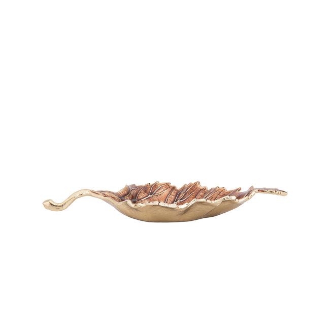 PTMD Plumie Brons Aluminium Schaal Berkenblad – M – 34 cm