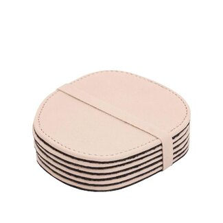 PTMD Delcia Organische Onderzetters - S/6 - Beige Vegan Leer