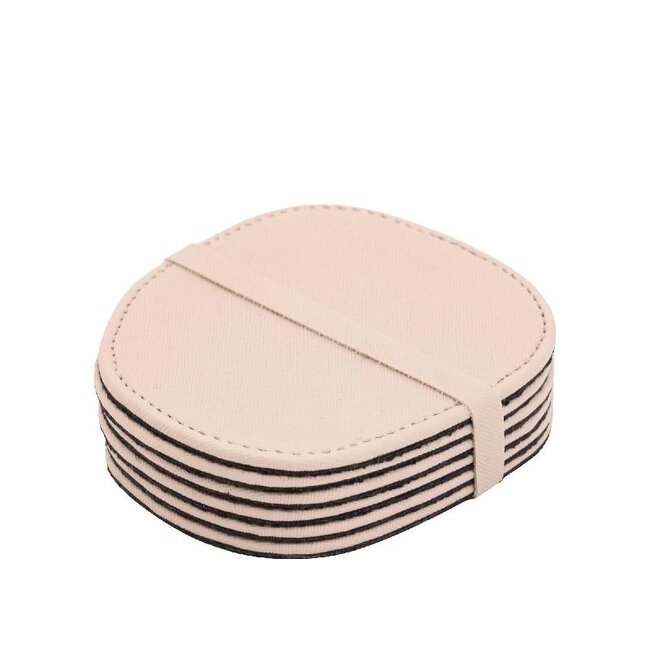 PTMD Delcia Organische Onderzetters - S/6 - Beige Vegan Leer