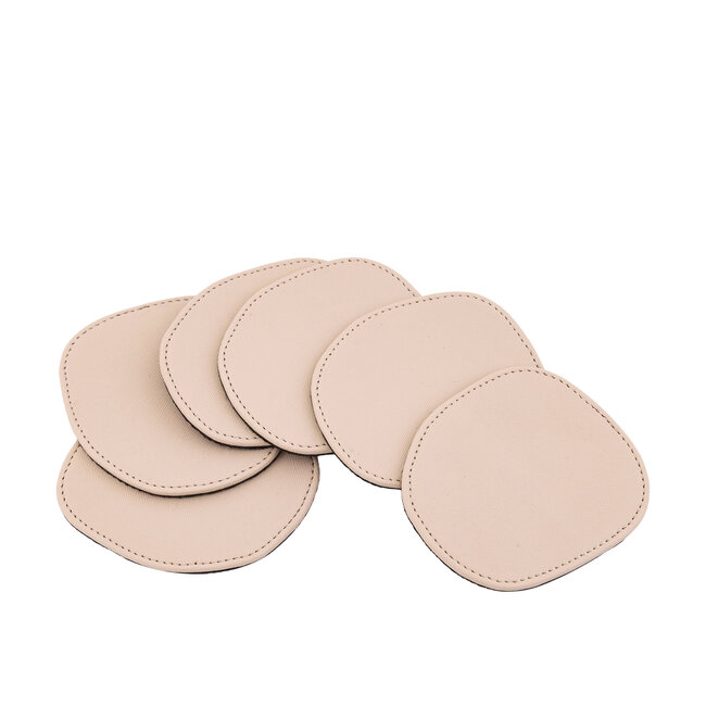 PTMD Delcia Organische Onderzetters - S/6 - Beige Vegan Leer