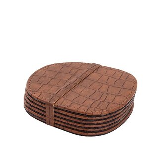 PTMD Delcia Organische Vegan Leren Onderzetters – Burgundy Rood – Set van 6