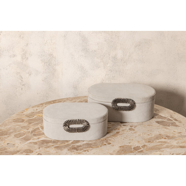 PTMD Hazael Beige suede box gold handle oval S