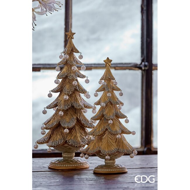 EDG Kerstboom parel goud/zilver H46cm Ø22cm