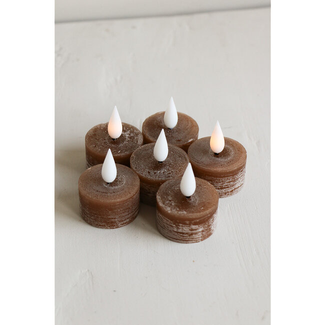 Home Society LED Dark Brown Tealight Candles Core Recharge Set 6 LED