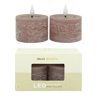 Home Society LED Mini Pillar Dusty Rose Candles Core Recharge Set 2 LED Home Society LED Mini Pillar Dusty Rose Candles Core Recharge Set 2 LED