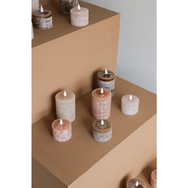 Home Society LED Mini Pillar Dark Brown Candles Core Recharge Set 2 LED
