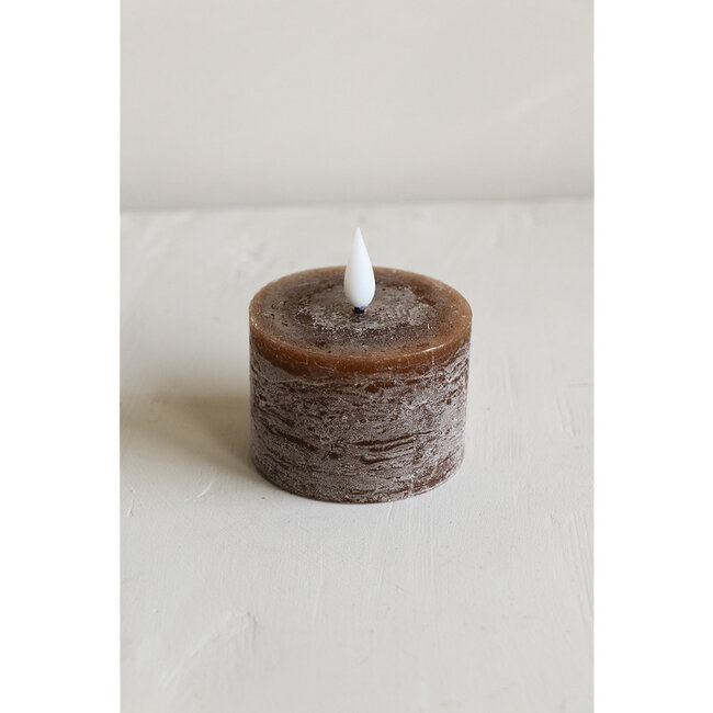 Home Society LED Mini Pillar Dark Brown Candles Core Recharge Set 2 LED