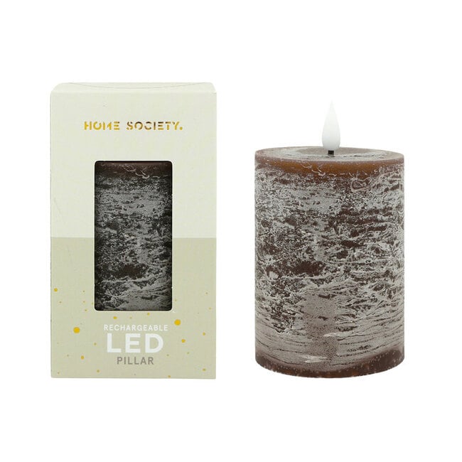 Home Society LED Pillar Dark Brown Candle Core Recharge LED