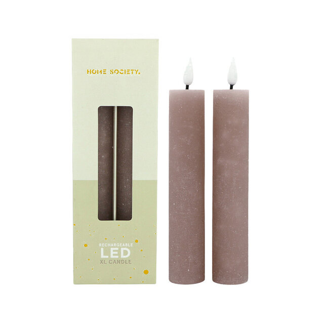 Home Society LED Dusty Rose Dinner Candles XL Core Recharge Set 2
