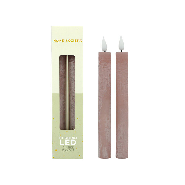 Home Society Dusty Rose LED Dinner Candles Core Recharge Set 2 LED