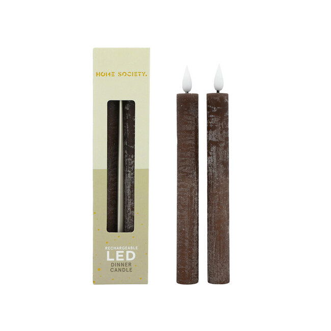 Home Society Dark Brown LED Dinner Candles Core Recharge Set 2 LED