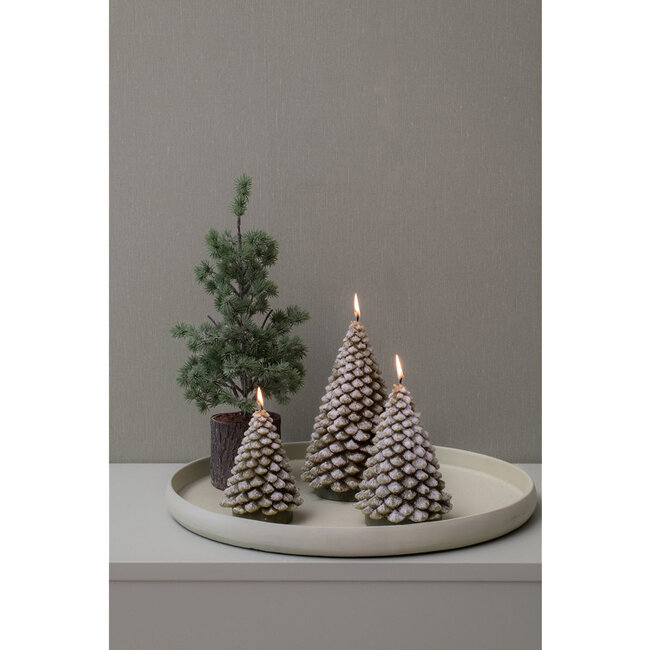 Home Society Deco Candle Tree Snow S Groen
