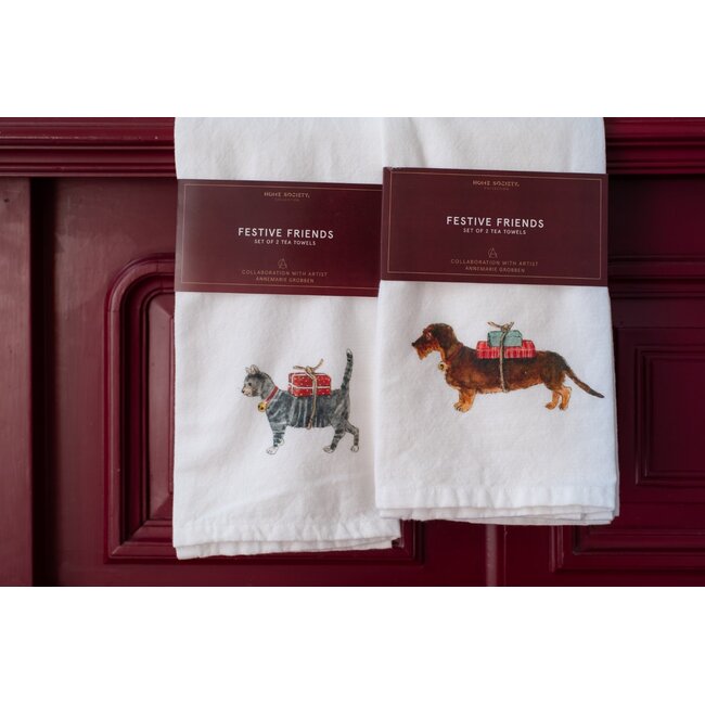 Home Society Theedoek Festive Friends Pet Ass 2  (per stuk)