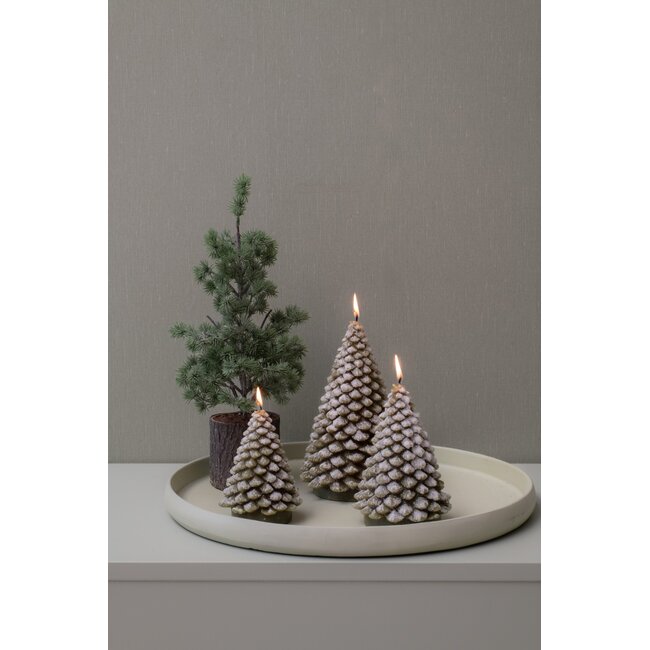 Home Society Deco Candle Tree Snow L Groen