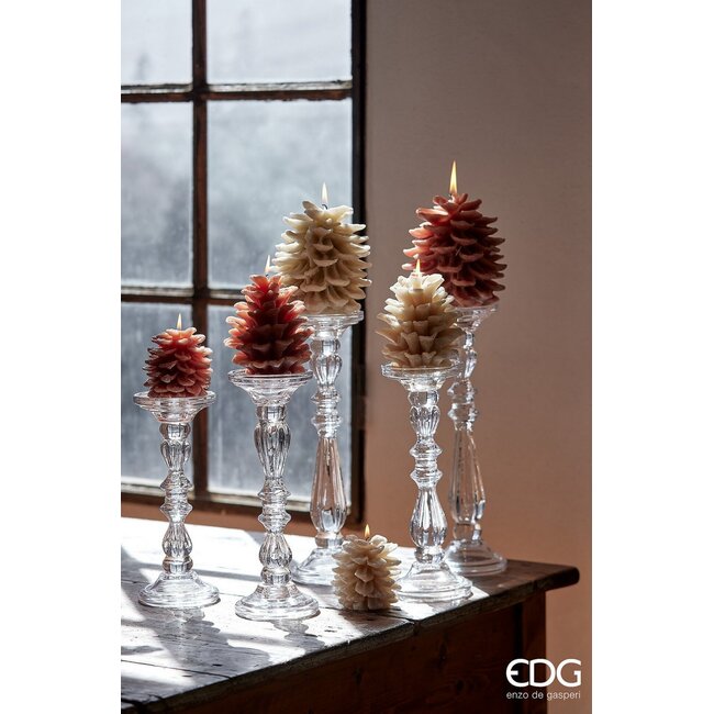 EDG Glazen Kandelaar Scepter - Natural 34 cm