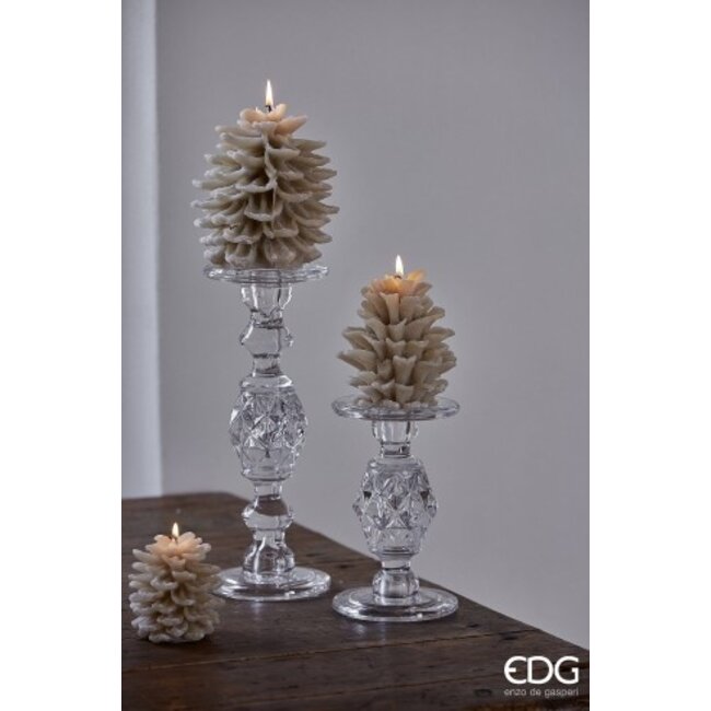 EDG Glazen Kandelaar Scepter - Natural 34 cm