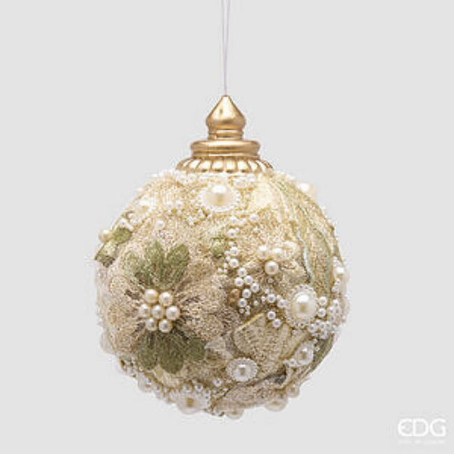 EDG Decoration Ball Lace (Groen/Goud - Ø10 cm)
