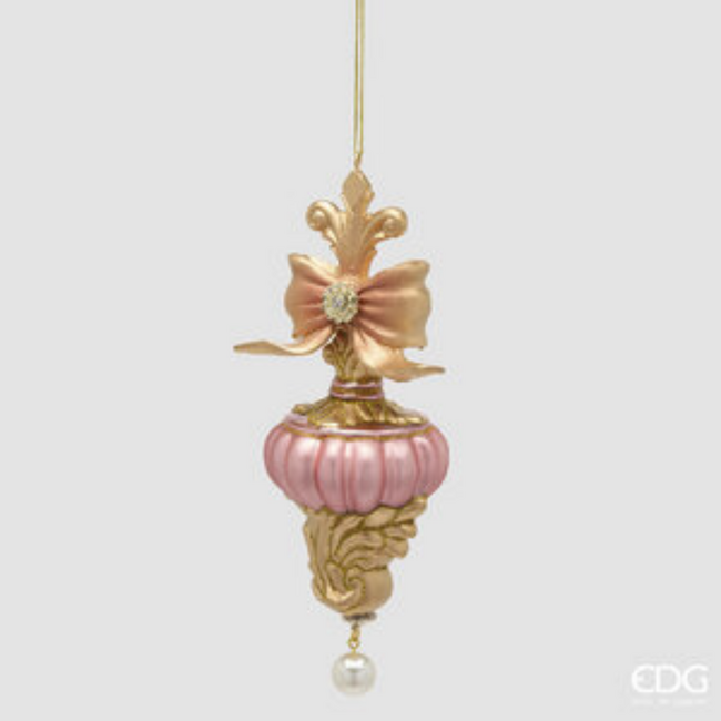 EDG Spinning Top Decoration with Bow (Roze - 20,5 cm)