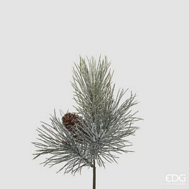 EDG Pine Branch with Pine Cones (Wit/Groen - 36 cm)