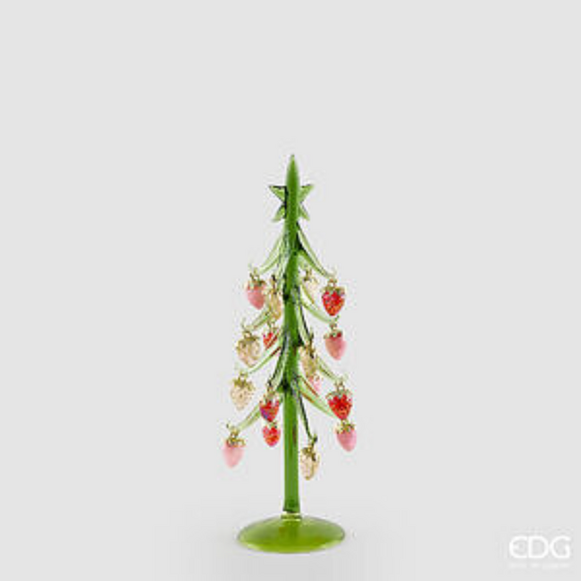 EDG Pine Decor Strawberries (Groen/Rood - H32 cm)