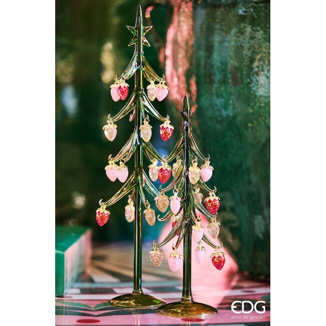 EDG Pine Decor Strawberries (Groen/Rood - H32 cm)