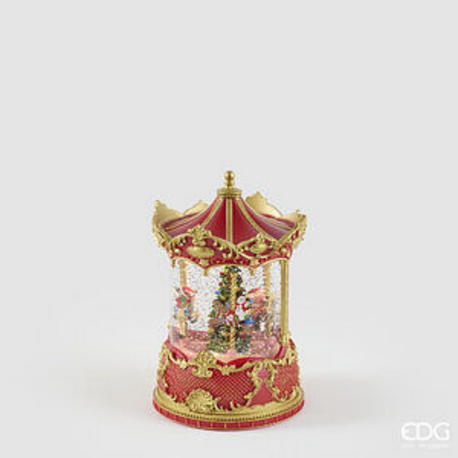 EDG Carousel Kerstcarrousel met Muziek, Beweging & LED (Rood/Goud - H22 cm)