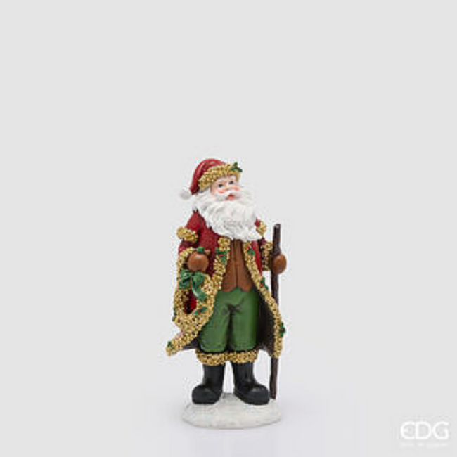 EDG Santa Decoration with Cane (Groen/Rood - H27 cm)
